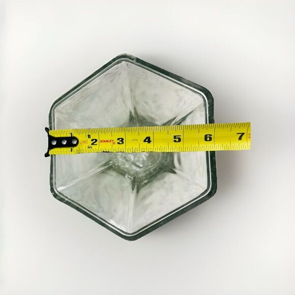 Hoosier Glass Vase 10” Tall Hexagon 6 4041 Clear Heavy Flowers Bouquet Solid - Picture 3 of 14